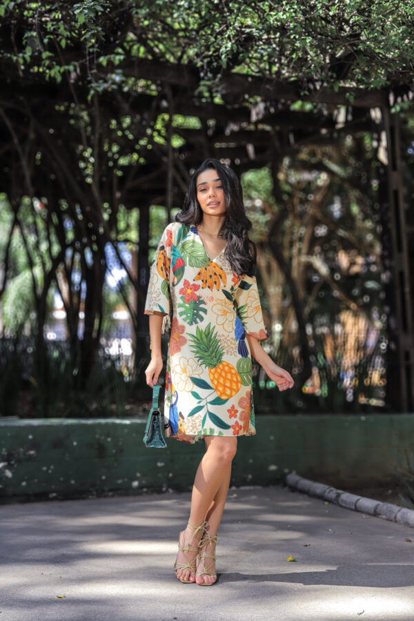 Vestido Curto de Manga Morcego Outono - Image 7