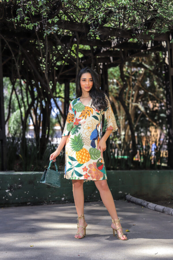 Vestido Curto de Manga Morcego Outono - Image 8