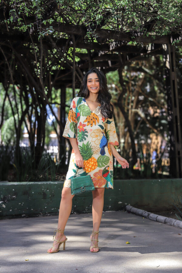 Vestido Curto de Manga Morcego Outono - Image 9